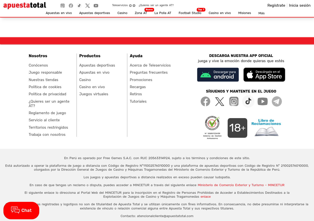 Fuente del operador sobre Apuesta Total