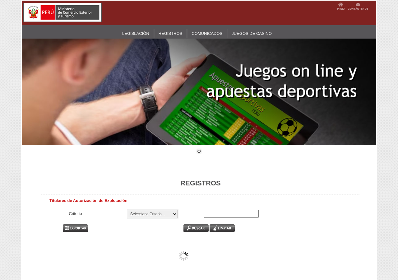 Registro oficial de titulares autorizados por Mincetur