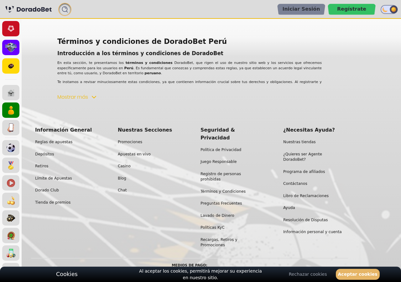 Fuente del operador sobre DoradoBet